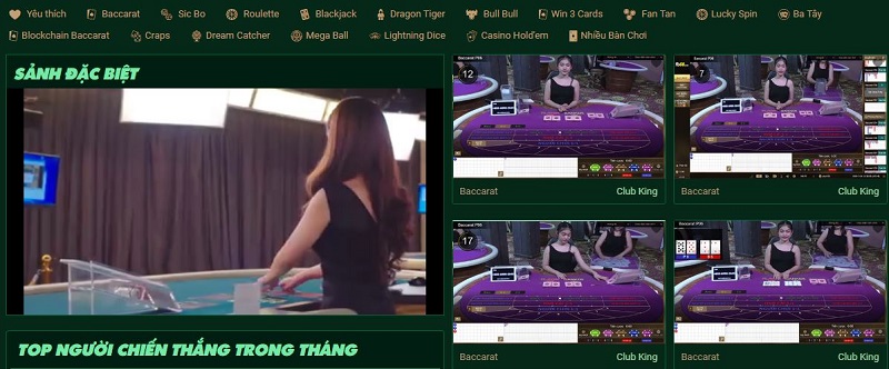 đa dạng trò chơi trong casino trực tuyến tại FB88